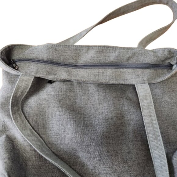 Mary & Martha Embroidered Tote Bag – Zippered Closure – Gray & Gold - Picture 4 of 10